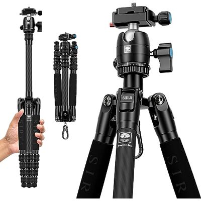 Sirui Camera Tripod, Compact Carbon Trepied-Traveler 5CX, Trépied de Voyage léger à 5 Sections, Hauteur de Pliage 32cm, Rotule 360°, Plaque de Fixation Rapide Arca de Suisse, Capacité de Charge 6kg. Sirui Camera Tripod, Compact Carbon Trepied-Traveler 5CX, Trépied de Voyage léger à 5 Sections, Hauteur de Pliage 32cm, Rotule 360°, Plaque de Fixation Rapide Arca de Suisse, Capacité de Charge 6kg.