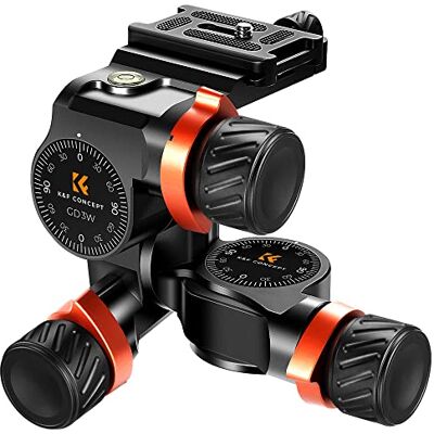 K&F CONCEPT Geared Tripod Head GD-3W, Tête de Trépied pour Appareil Photo, Trépied Rotule Fluide,CNC Process Aluminum Alloy Tête Sphérique à Cardan Charge Max. 6KG pour Photographie Professionnelle K&F CONCEPT Geared Tripod Head GD-3W, Tête de Trépied pour Appareil Photo, Trépied Rotule Fluide,CNC Process Aluminum Alloy Tête Sphérique à Cardan Charge Max. 6KG pour Photographie Professionnelle