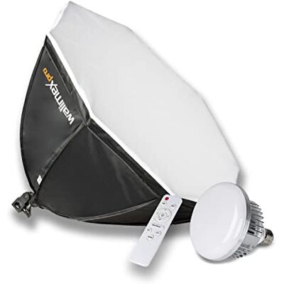 Walimex Pro Softbox Octagon Ø65cm 60W Bi Color LED I avec diffuseur & télécommande I Température de couleur de 3000-6000 K I pour photos et vidéos professionnelles I Inclinable, haute précision des Walimex Pro Softbox Octagon Ø65cm 60W Bi Color LED I avec diffuseur & télécommande I Température de couleur de 3000-6000 K I pour photos et vidéos professionnelles I Inclinable, haute précision des