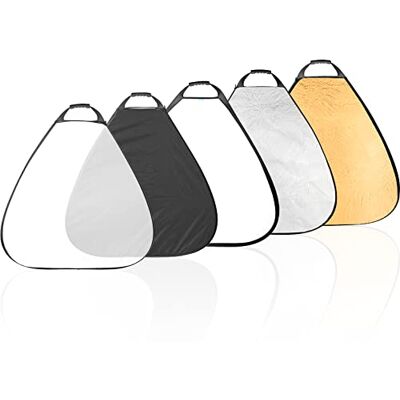 Selens Réflecteur 5 en 1, triangulaire, 80 cm, portable, pliable, doré, argenté, blanc, noir, transparent, avec sac de transport, pour portrait, studio photo, vidéo Selens Réflecteur 5 en 1, triangulaire, 80 cm, portable, pliable, doré, argenté, blanc, noir, transparent, avec sac de transport, pour portrait, studio photo, vidéo