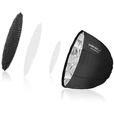 Walimex Pro Studio Line Deep Rota QA90 Boîte à lumière avec grille et diffuseur intérieur et extérieur 90 cm Ø 71 cm Walimex Pro Studio Line Deep Rota QA90 Boîte à lumière avec grille et diffuseur intérieur et extérieur 90 cm Ø 71 cm