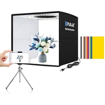 PULUZ Mini boîte à lumière studio photo Kit de photographie pliable Avec CRI >95 96 lumières LED + 6 types de papiers peints couleur double face pour petits produits PULUZ Mini boîte à lumière studio photo Kit de photographie pliable Avec CRI >95 96 lumières LED + 6 types de papiers peints couleur double face pour petits produits