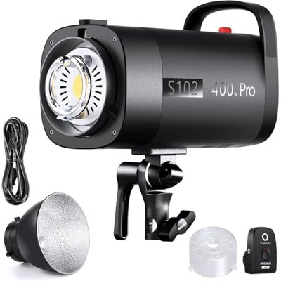 NEEWER S102-400W PRO Flash stroboscopique avec déclencheur 2,4 G, 400 Ws GN62 5600 K avec lampe de réglage LED 30 W, réflecteur Bowens Mount, mode S1/S2, ventilateur silencieux, pour la photographie NEEWER S102-400W PRO Flash stroboscopique avec déclencheur 2,4 G, 400 Ws GN62 5600 K avec lampe de réglage LED 30 W, réflecteur Bowens Mount, mode S1/S2, ventilateur silencieux, pour la photographie