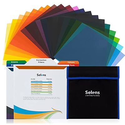 Selens Lot de 20 filtres à gel carrés de couleur 25 x 25 cm Pour appareil photo, LED, stroboscope, lampe de poche, effets de couleur, éclairage gel, filtre Selens Lot de 20 filtres à gel carrés de couleur 25 x 25 cm Pour appareil photo, LED, stroboscope, lampe de poche, effets de couleur, éclairage gel, filtre