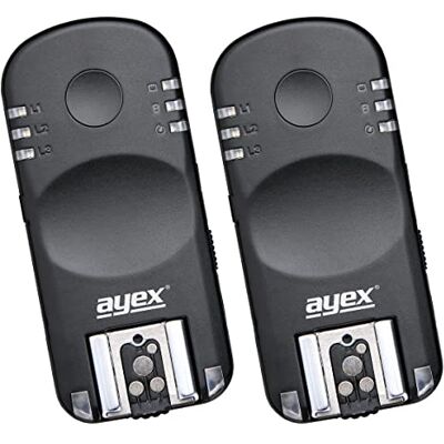 ayex AX-BA1 Déclencheur de flash sans fil et déclencheur à distance pour appareil photo Nikon avec 2 émetteurs-récepteurs ayex AX-BA1 Déclencheur de flash sans fil et déclencheur à distance pour appareil photo Nikon avec 2 émetteurs-récepteurs