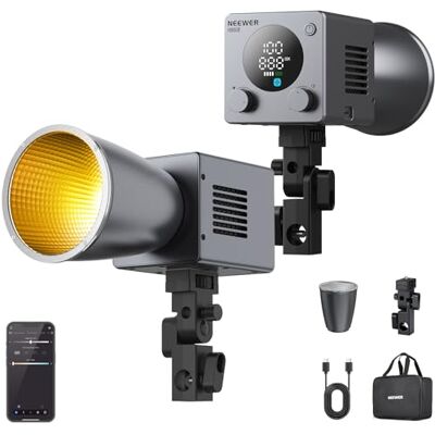 NEEWER 60W Mini Lampe vidéo LED&Batterie 50 Wh/Charge Rapide PD 100W,app/contrôle 2,4 GHz/NFC,éclairage Studio COB Bicolore à intensité Variable,Flux Lumineux continu de 44 800 lux à 1m,IRC 97+,HB60B NEEWER 60W Mini Lampe vidéo LED&Batterie 50 Wh/Charge Rapide PD 100W,app/contrôle 2,4 GHz/NFC,éclairage Studio COB Bicolore à intensité Variable,Flux Lumineux continu de 44 800 lux à 1m,IRC 97+,HB60B