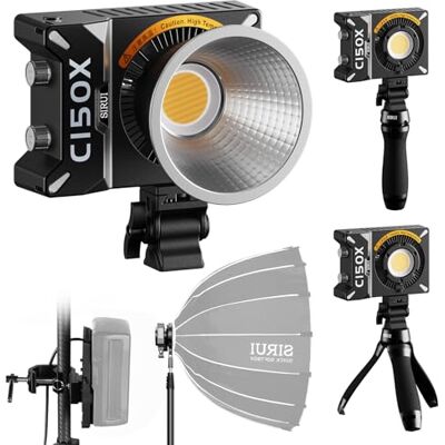 Sirui C150X 150W COB LED Video Light Combo Kit avec contrôle d'application, 2800K-6500K Bi-Color, Bowens Mount, portable pour photographie et vidéographie Sirui C150X 150W COB LED Video Light Combo Kit avec contrôle d'application, 2800K-6500K Bi-Color, Bowens Mount, portable pour photographie et vidéographie
