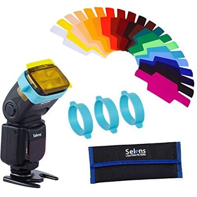 Selens Lot de 20 gels universels pour flash d'appareil photo, lampe de poche avec 3 bandes de gel, gel de correction des couleurs pour éclairage de studio photo Selens Lot de 20 gels universels pour flash d'appareil photo, lampe de poche avec 3 bandes de gel, gel de correction des couleurs pour éclairage de studio photo