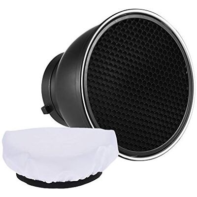 Andoer 7 Pouces Standard en Réflecteur Diffuseur Plat Lampe avec 60° Grille Nid d'abeille pour Fixation Bowens pour Flash Studio Strobe Speedlite (Réflecteur avec diffuseur) Andoer 7 Pouces Standard en Réflecteur Diffuseur Plat Lampe avec 60° Grille Nid d'abeille pour Fixation Bowens pour Flash Studio Strobe Speedlite (Réflecteur avec diffuseur)