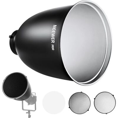 NEEWER Réflecteur Bowens Mount de 29,5 cm avec grille en nid d'abeille 15°/30° et chiffon doux, abat-jour diffuseur à 45°, compatible avec Godox Studio Strobe Flash Speedlite, FR30 NEEWER Réflecteur Bowens Mount de 29,5 cm avec grille en nid d'abeille 15°/30° et chiffon doux, abat-jour diffuseur à 45°, compatible avec Godox Studio Strobe Flash Speedlite, FR30