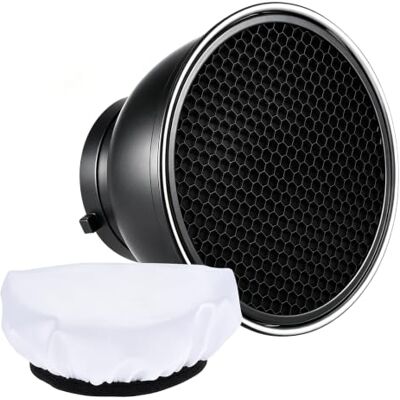 Andoer 7 Pouces Standard en Réflecteur Diffuseur Plat Lampe avec 60° Grille Nid d'abeille pour Fixation Bowens pour Flash Studio Strobe Speedlite (Réflecteur avec diffuseur) Andoer 7 Pouces Standard en Réflecteur Diffuseur Plat Lampe avec 60° Grille Nid d'abeille pour Fixation Bowens pour Flash Studio Strobe Speedlite (Réflecteur avec diffuseur)