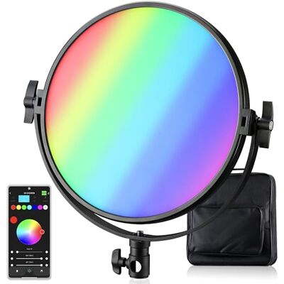 BRESSER Éclairage vidéo LED 60W RGB Rond 2700-10000K CRI95+ appli DMX Effets Photo vidéo BRESSER Éclairage vidéo LED 60W RGB Rond 2700-10000K CRI95+ appli DMX Effets Photo vidéo