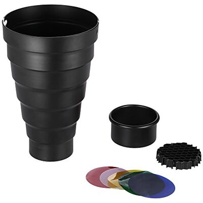 Andoer Elinchrom Snoot + Grille nid d'abeille + Filtres de couleur pour Flash Stroboscope Impact EX/Calumet Genesis/Interfit EX Andoer Elinchrom Snoot + Grille nid d'abeille + Filtres de couleur pour Flash Stroboscope Impact EX/Calumet Genesis/Interfit EX