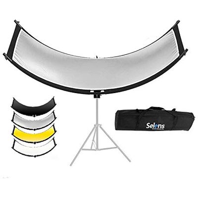 Selens Réflecteur 4 en 1, 60 x 180 cm, en forme de U, réglable, avec réflecteurs noir/blanc/or/argent, sac de transport pour studio photo, portrait, lumière de capture Selens Réflecteur 4 en 1, 60 x 180 cm, en forme de U, réglable, avec réflecteurs noir/blanc/or/argent, sac de transport pour studio photo, portrait, lumière de capture