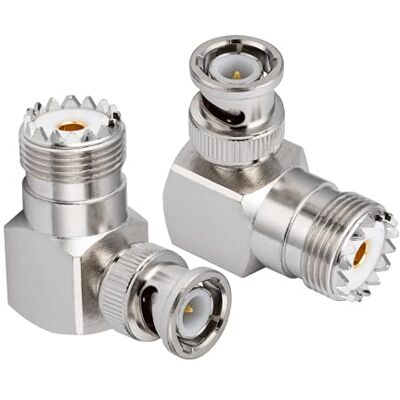 Vecys Adaptateur Radio CB SO239 UHF Femelle vers BNC Mâle Adaptateur Antenne à 90 Degrés pour CB Antenne Ham Radio Talkie-walkie Portable Bidirectionnelle PL259 Coax (2 pcs) Vecys Adaptateur Radio CB SO239 UHF Femelle vers BNC Mâle Adaptateur Antenne à 90 Degrés pour CB Antenne Ham Radio Talkie-walkie Portable Bidirectionnelle PL259 Coax (2 pcs)