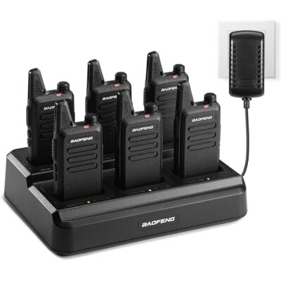 BaoFeng T22 PMR446 Radio, Professionnelle 16 canaux bidirectionnelle Talkie-walkie, 1500 mAh Batterie, Talkie-walkie rechargeable portable, Chargeur à six voies, pour hôtels et restaurants (lot de 6) BaoFeng T22 PMR446 Radio, Professionnelle 16 canaux bidirectionnelle Talkie-walkie, 1500 mAh Batterie, Talkie-walkie rechargeable portable, Chargeur à six voies, pour hôtels et restaurants (lot de 6)