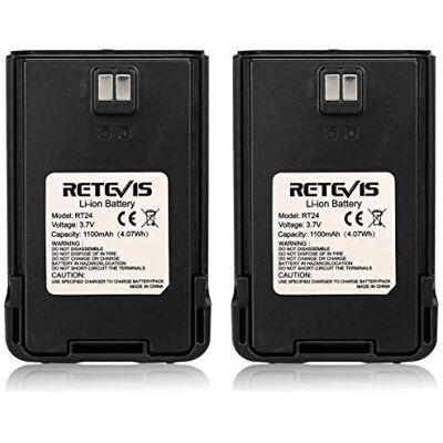Retevis RT24 Talkie Walkie Batteries Li-ion 3.7V 1100mAh Compatible avec RT24 Talkies Walkies (Noir, 2 pcs) Retevis RT24 Talkie Walkie Batteries Li-ion 3.7V 1100mAh Compatible avec RT24 Talkies Walkies (Noir, 2 pcs)