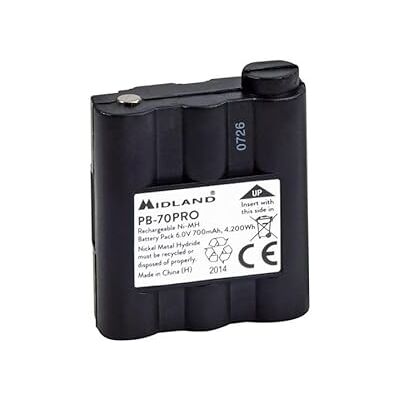 Midland Batterie rechargeable PB70 PRO pour Talkie Walkie XT70 PRO, autonomie prolongée 17H, Ni-MH 700mAh pour émetteurs-récepteurs professionnels Accessoires pour radioamateurs, Charge rapide Midland Batterie rechargeable PB70 PRO pour Talkie Walkie XT70 PRO, autonomie prolongée 17H, Ni-MH 700mAh pour émetteurs-récepteurs professionnels Accessoires pour radioamateurs, Charge rapide