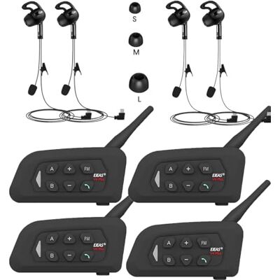 SolaMr V4C Plus Professionnel Arbitre lntercom, Bluetooth 5.1 Freecom pour Oreille Droite, Talkie Walkie avec Réduction du Bruit CVC, Radio FM & Interphone 4 Voies Jusqu'à 1500M 4 PACK SolaMr V4C Plus Professionnel Arbitre lntercom, Bluetooth 5.1 Freecom pour Oreille Droite, Talkie Walkie avec Réduction du Bruit CVC, Radio FM & Interphone 4 Voies Jusqu'à 1500M 4 PACK