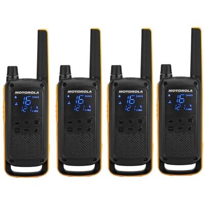 Motorola Lot de 4 Talkie Walkies -TALKABOUT T82 EXTREME PMR446 Jaune/Noir Longue portée Indice IPX4 Micros déportés Environnements difficiles Motorola Lot de 4 Talkie Walkies -TALKABOUT T82 EXTREME PMR446 Jaune/Noir Longue portée Indice IPX4 Micros déportés Environnements difficiles