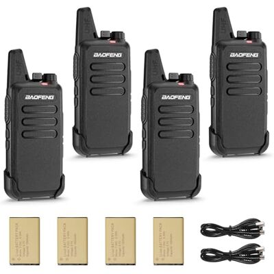 BAOFENG T22 PMR446 Radio, Professionnelle 16 canaux bidirectionnelle Talkie-walkie, 1500 mAh Batterie, Talkie-walkie rechargeable portable, pour hôtels et restaurants (lot de 4) BAOFENG T22 PMR446 Radio, Professionnelle 16 canaux bidirectionnelle Talkie-walkie, 1500 mAh Batterie, Talkie-walkie rechargeable portable, pour hôtels et restaurants (lot de 4)