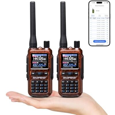 BAOFENG GT-5R Mini 5W Radio Bi-Bande, Talkie-walkie VHF/UHF, Programmation Sans Fil par Application, Double PTT, Port de chargement USB-C, 999 canaux, Récepteur aéronautique/FM, Ambre (Lot de 2) BAOFENG GT-5R Mini 5W Radio Bi-Bande, Talkie-walkie VHF/UHF, Programmation Sans Fil par Application, Double PTT, Port de chargement USB-C, 999 canaux, Récepteur aéronautique/FM, Ambre (Lot de 2)