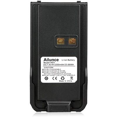 Ailunce Talkie Walkie Batterie Rechargeable Lithium 3200mAh 7.4 V Compatible avec HD1 DMR Radio Compatible avec Retevis RT29 Talkie Walkie (Noir, 1 pcs) Ailunce Talkie Walkie Batterie Rechargeable Lithium 3200mAh 7.4 V Compatible avec HD1 DMR Radio Compatible avec Retevis RT29 Talkie Walkie (Noir, 1 pcs)