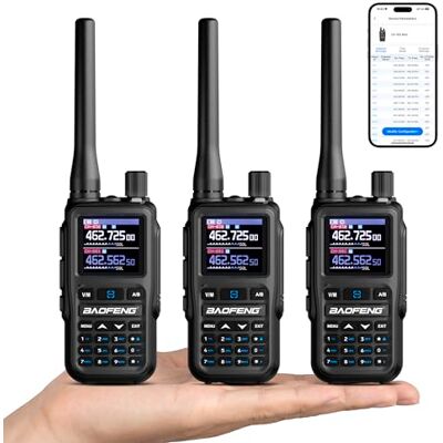 BaoFeng GT-5R Mini 5W Radio Bi-Bande, Talkie-walkie VHF/UHF, Programmation Sans Fil par Application, Double PTT, Port de chargement USB-C, 999 canaux, Récepteur aéronautique/FM, Gris (Lot de 3) Talkie-walkie 144-146/430-440 MHz, double PTT, 999CH, récep BaoFeng GT-5R Mini 5W Radio Bi-Bande, Talkie-walkie VHF/UHF, Programmation Sans Fil par Application, Double PTT, Port de chargement USB-C, 999 canaux, Récepteur aéronautique/FM, Gris (Lot de 3) Talkie-walkie 144-146/430-440 MHz, double PTT, 999CH, récep