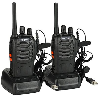 radtel RT88 PMR446 Talkie-walkie, rechargeable, 16 canaux, walkis, walky, walky, avec fonction de charge, type USB, antenne annulaire, clip pour construction, restaurant, supermarché radtel RT88 PMR446 Talkie-walkie, rechargeable, 16 canaux, walkis, walky, walky, avec fonction de charge, type USB, antenne annulaire, clip pour construction, restaurant, supermarché
