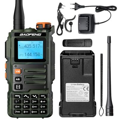 BaoFeng K63 6W Talkie-walkie, radio amateur portable tri-bande UHF/VHF/1,25 m, récepteur AM/FM, batterie 2600 mAh, 999 canaux, copie de fréquence sans fil, fréquence répéteur inversée, camouflage vert BaoFeng K63 6W Talkie-walkie, radio amateur portable tri-bande UHF/VHF/1,25 m, récepteur AM/FM, batterie 2600 mAh, 999 canaux, copie de fréquence sans fil, fréquence répéteur inversée, camouflage vert