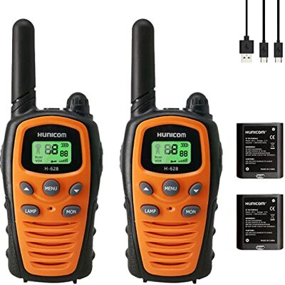 HUNICOM Talkie-walkie rechargeable pour adultes, radio bidirectionnelle PMR longue portée avec lampe de poche VOX batterie 1200 mAh HUNICOM Talkie-walkie rechargeable pour adultes, radio bidirectionnelle PMR longue portée avec lampe de poche VOX batterie 1200 mAh