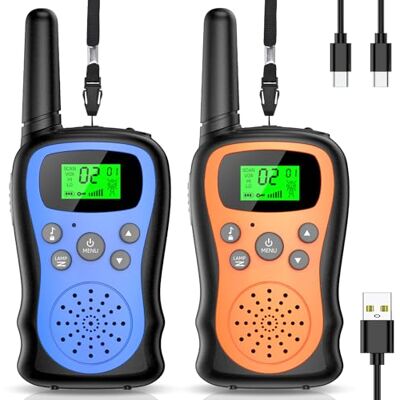 Pakinui Talkie-walkie pour enfants 2 pièces, talkie-walkie pour enfants rechargeables avec batterie de 1000 mAh, Große Reichweite 3km Woki Toki fille avec lampe de poche VOX pour l'extérieur, camping Pakinui Talkie-walkie pour enfants 2 pièces, talkie-walkie pour enfants rechargeables avec batterie de 1000 mAh, Große Reichweite 3km Woki Toki fille avec lampe de poche VOX pour l'extérieur, camping