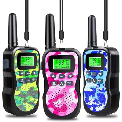 JUAUO Talkie Walkie Enfants 3 Pièces, Talkies-Walkies Radio à 2 Voies 3KM Longue Portée Lampe Torche 8 Canaux, Lampe Poche LCD Rétro-éclairée, Cadeaux Jouets pour 3-12 Ans Camping, Randoneé, Vélo JUAUO Talkie Walkie Enfants 3 Pièces, Talkies-Walkies Radio à 2 Voies 3KM Longue Portée Lampe Torche 8 Canaux, Lampe Poche LCD Rétro-éclairée, Cadeaux Jouets pour 3-12 Ans Camping, Randoneé, Vélo