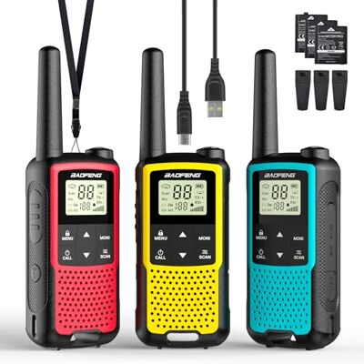 Baofeng BF-33C Talkie-walkie PMR446 pour enfants, radios bidirectionnelles longue portée avec batterie rechargeable, chargement USB-C, 16 canaux, VOX, double montre, pour jeux en plein air et Baofeng BF-33C Talkie-walkie PMR446 pour enfants, radios bidirectionnelles longue portée avec batterie rechargeable, chargement USB-C, 16 canaux, VOX, double montre, pour jeux en plein air et