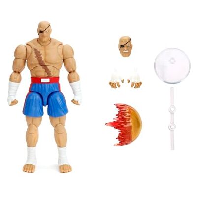 Jada Toys Street Fighter Figurine Sagat (19 cm) – Figurine mobile de collection et d'action de Street Fighter 2 The Final Challengers, avec tête, mains et accessoires alternatifs, à partir de 13 ans Jada Toys Street Fighter Figurine Sagat (19 cm) – Figurine mobile de collection et d'action de Street Fighter 2 The Final Challengers, avec tête, mains et accessoires alternatifs, à partir de 13 ans