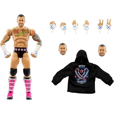 Mattel WWE Ultimate Edition Ensemble de figurines d'action et d'accessoires CM Punk 15,2 cm à collectionner, têtes et mains interchangeables, 30 points d'articulation Mattel WWE Ultimate Edition Ensemble de figurines d'action et d'accessoires CM Punk 15,2 cm à collectionner, têtes et mains interchangeables, 30 points d'articulation