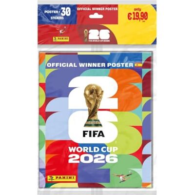 Panini Poster officiel de la Coupe du Monde de la FIFA 2026 en Espagne Kit complet, 30 autocollants à collectionner Panini Poster officiel de la Coupe du Monde de la FIFA 2026 en Espagne Kit complet, 30 autocollants à collectionner