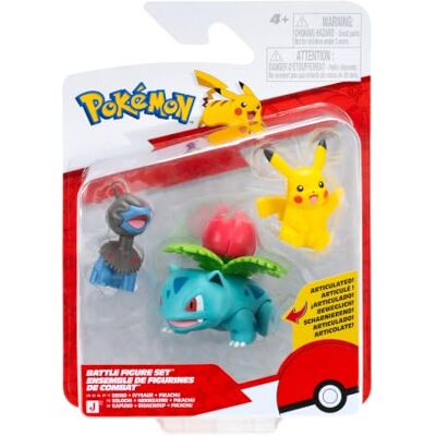 Pokémon PKW4561 Jeu de figurines de bataille Pikachu, Kapuno, Bisaknosp Pokémon PKW4561 Jeu de figurines de bataille Pikachu, Kapuno, Bisaknosp