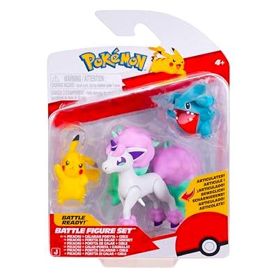 Pokémon Lot de 3 figurines de combat, avec Pikachu & Gible de 5 cm et ponyta galarien de 7,5 cm Pokémon Lot de 3 figurines de combat, avec Pikachu & Gible de 5 cm et ponyta galarien de 7,5 cm
