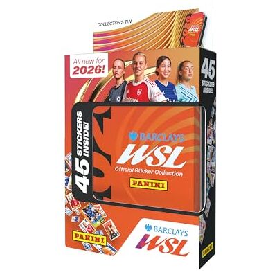 Panini Barclays Collection officielle d'autocollants Super League 2026 pour femme – Boîte métallique Panini Barclays Collection officielle d'autocollants Super League 2026 pour femme – Boîte métallique