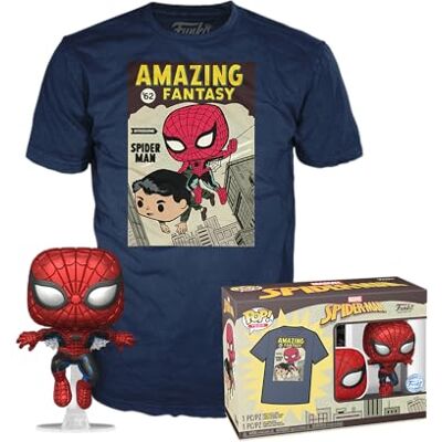 Funko Pop! & Tee: Spider-Man Comic Cover Metallic Medium T-Shirt Vêtements avec une Figurine en Vinyle à Collectionner Idée de Cadeau Jouets et Top à Manches Courtes pour les Adultes Funko Pop! & Tee: Spider-Man Comic Cover Metallic Medium T-Shirt Vêtements avec une Figurine en Vinyle à Collectionner Idée de Cadeau Jouets et Top à Manches Courtes pour les Adultes