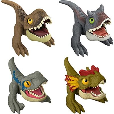 Mattel Jurassic World Dominion Uncaged Wild Pop Ups 4-Pack Dinosaur Toys, Survival Instinct Set with 4 Collectible Action Figures, Manually Activated Mattel Jurassic World Dominion Uncaged Wild Pop Ups 4-Pack Dinosaur Toys, Survival Instinct Set with 4 Collectible Action Figures, Manually Activated