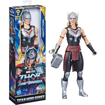 Marvel Hasbro Avengers Titan Hero Series Mighty Thor Toy, 30-cm-Scale Thor: Love and Thunder Figure for Children Aged 4 and Up Marvel Hasbro Avengers Titan Hero Series Mighty Thor Toy, 30-cm-Scale Thor: Love and Thunder Figure for Children Aged 4 and Up