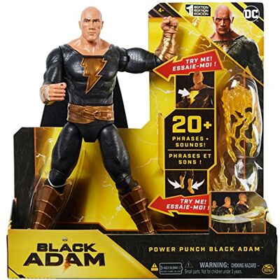 DC Comics , Power Punch Figurine d'action Adam Noire de 30 cm, Plus de 20 Phrases et Sons, s'allume avec 2 Accessoires, Jouet de Collection Black Adam Movie pour garçons et Filles à partir de 3 Ans DC Comics , Power Punch Figurine d'action Adam Noire de 30 cm, Plus de 20 Phrases et Sons, s'allume avec 2 Accessoires, Jouet de Collection Black Adam Movie pour garçons et Filles à partir de 3 Ans