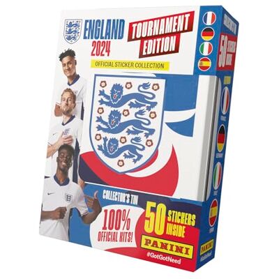 Panini Collection officielle d'autocollants Angleterre 2024 édition tournoi – Boîte métallique Panini Collection officielle d'autocollants Angleterre 2024 édition tournoi – Boîte métallique