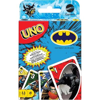 Mattel Uno Batman Jeu de cartes pour enfants, adultes et famille avec jeu de collection et règle spéciale inspirée par Batman Comics Mattel Uno Batman Jeu de cartes pour enfants, adultes et famille avec jeu de collection et règle spéciale inspirée par Batman Comics