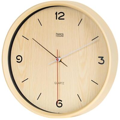 Horloge murale analogique en bois marron clair - Teesa Horloge murale analogique en bois marron clair - Teesa
