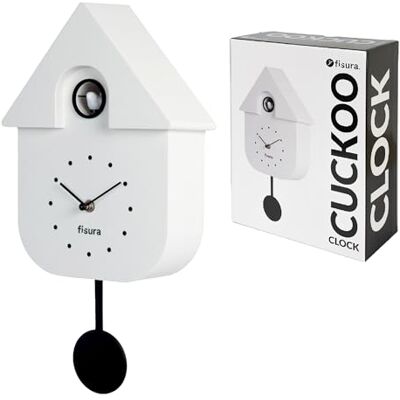 Fisura Coucou blanc avec cadran noir. Horloge murale. Horloge murale originale à offrir en cadeau. 3 piles AA non incluses. 21,5x8x41,5. Plastique ABS. Fisura Coucou blanc avec cadran noir. Horloge murale. Horloge murale originale à offrir en cadeau. 3 piles AA non incluses. 21,5x8x41,5. Plastique ABS.