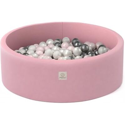 MISIOO Piscine à balles pour bébé 150 balles Jouet lavable en machine Certifié Öko-Tex 90 x 30 cm Rose/blanc/argenté MISIOO Piscine à balles pour bébé 150 balles Jouet lavable en machine Certifié Öko-Tex 90 x 30 cm Rose/blanc/argenté