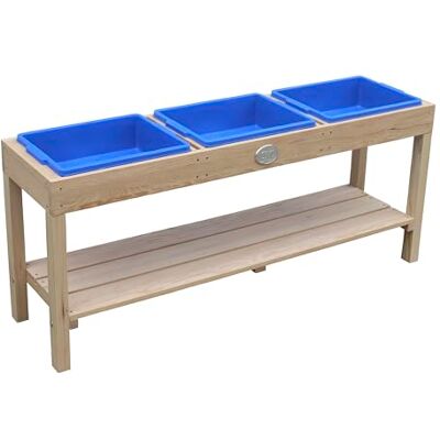 AXI Table À Sable Et Eau En Bois -124 X 50 Cm Table D'Activité Avec 3 Récipients Et Une Étagère AXI Table À Sable Et Eau En Bois -124 X 50 Cm Table D'Activité Avec 3 Récipients Et Une Étagère